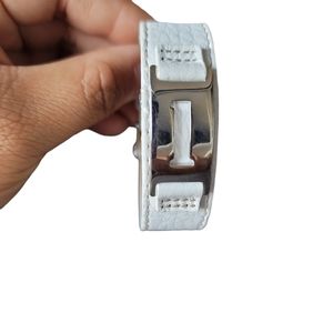 Fossil white leather adjustable bracelet #1 in silver tone